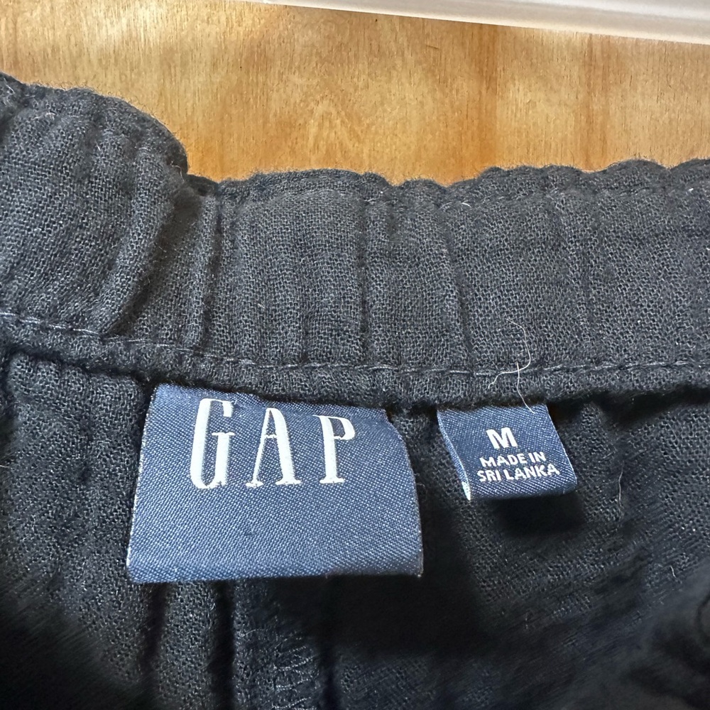 GAP Black Casual Elastic-Waist Pants gauze sz medium soft crinkle cotton